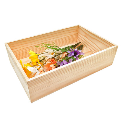 Anktily 1 Pack Unfinished Wooden Craft Storage Organiser Box, 11.8 x 7.9 x 3 inch Rectangle Wood Box, Rustic Natural Wood Container Box for Home Venue Decor