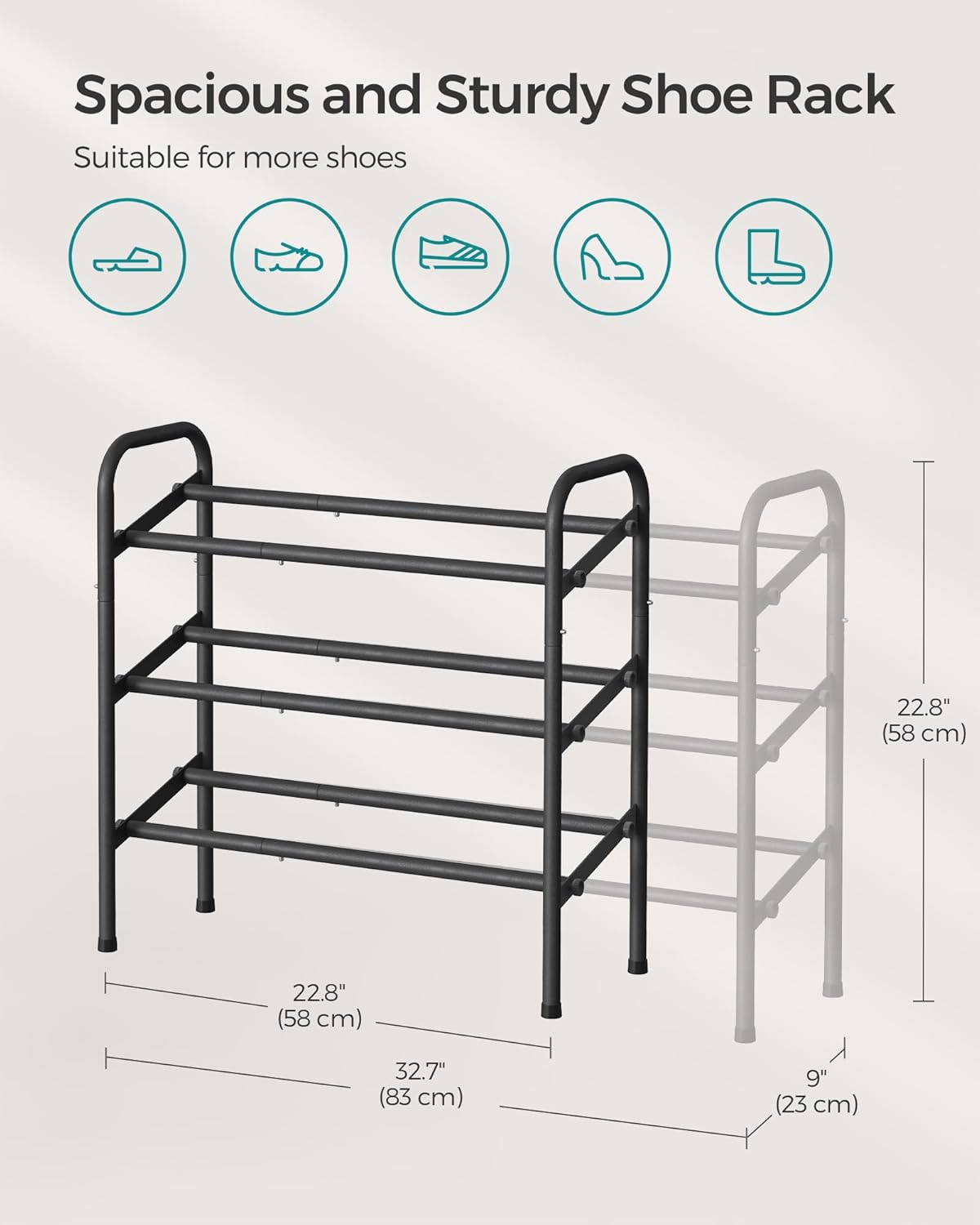 3 20 Closet, SONGMICS Expandable Shoe Rack, Tier Shoe Rack Shelf, Adjustable Shoe Organizer Storage for Pairs of Shoes