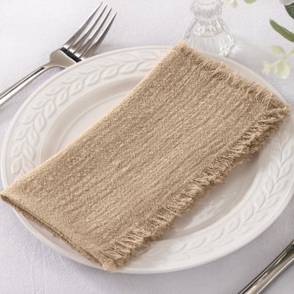 Socomi Linen Napkins Set of 6 - Washable Caramel Cloth Napkins for Weddings & Parties | 17"x17" Size