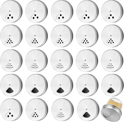 Tiangrid 24 Pack Seasonings(2.76 Inch) Adjustable Spice Shaker Lids for Regular Mouth Mason Jars Stainless Steel Mason