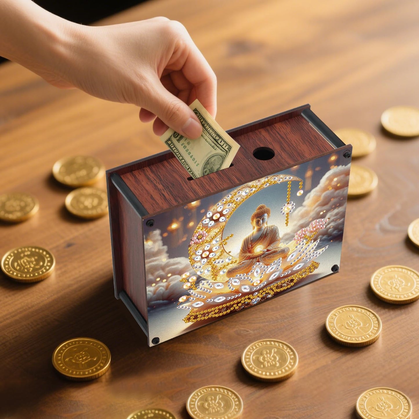 DIY Diamond Painting Money Box Kit, Religious Adult 5D Diamond Art Money Box, Creative Coin Diamond Art Storage Jar, Suitable for Birthdays, Christmas, Home Decor Handicraft Gifts