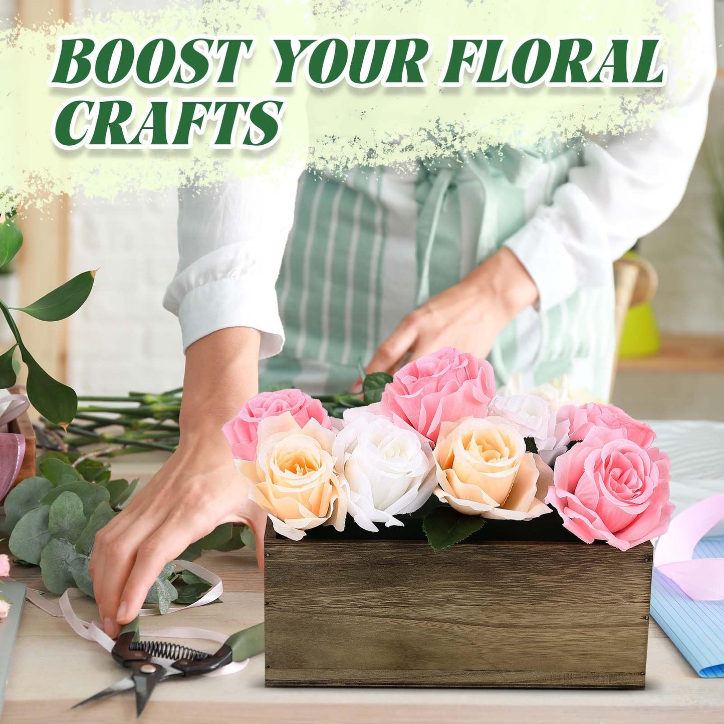 Havawish 5 Sets 10 x 4 x 4 in Wood Rectangular Planter Boxes Bulk Wood Flower Box Centerpiece Vases with Floral Foam Blocks Rustic Flower Pot Indoor Window for Wedding Arrangement