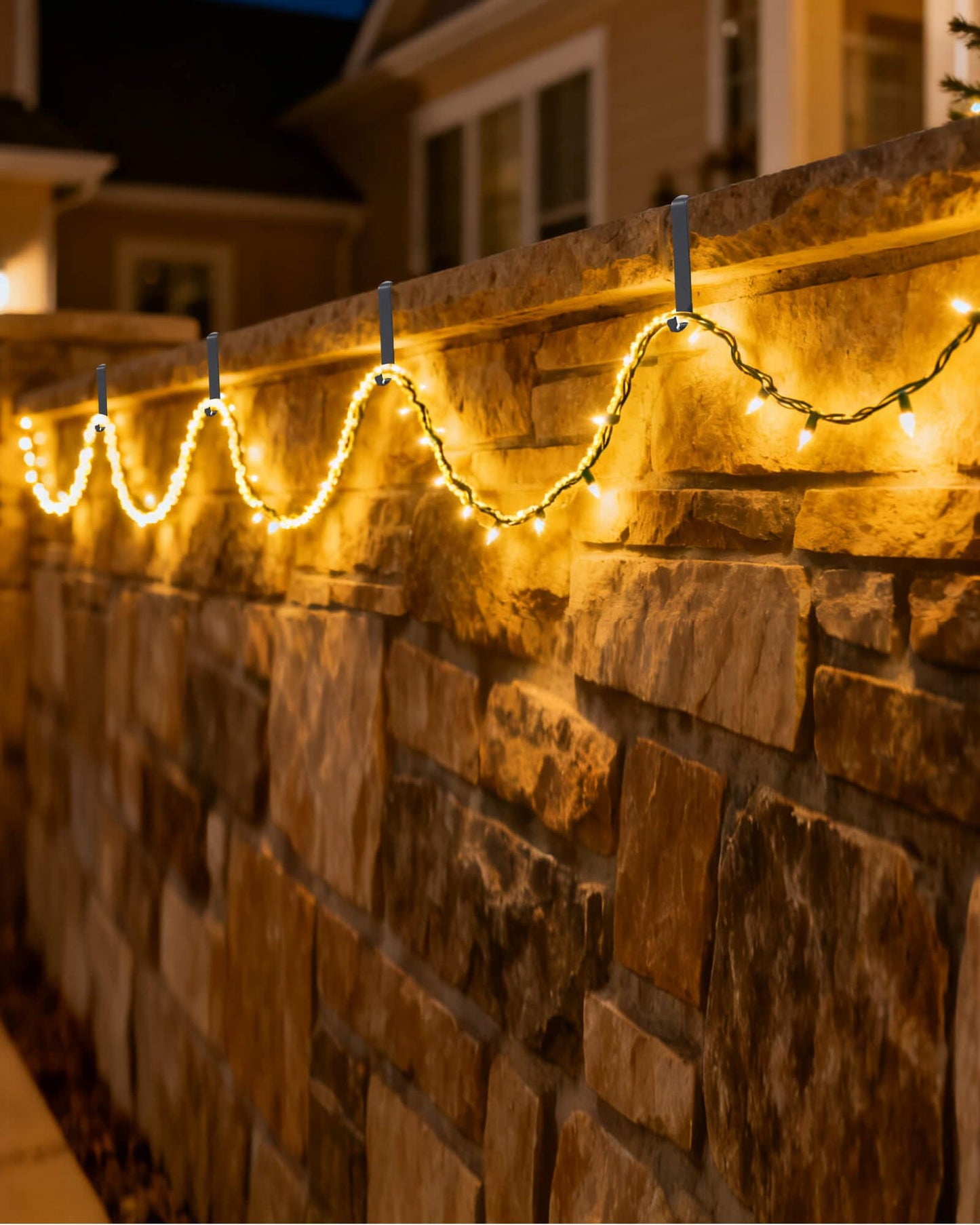 Waidfix 5PCS Adjustable Outdoor Concrete Cinder Light String Hooks for 3.2-8”, No Drill Fence String Light Hangers, Brick Clips, Concrete Wall Hooks, Outdoor Party Decor Hanging Lights Holders