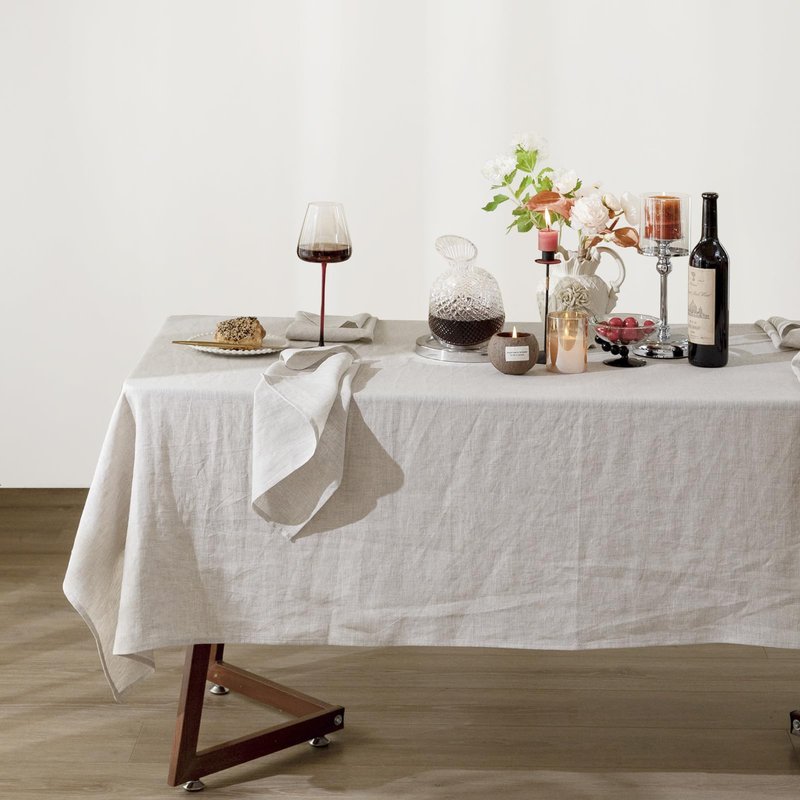 Talasily Linen Tablecloth 100% Pure Linen Table Cloth 60x108 Inches Rectangle Tablecloths Washable Cloths for Kitchen, Dining, Buffet Parties, Holidays, Picnic, Weddings and Restaurants-Natural Linen
