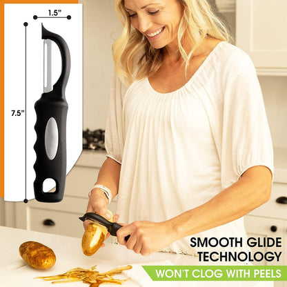 Premium Swivel Vegetable Peeler, Soft Grip Handle and Ultra Sharp Stainless Steel Blades - Perfect Kitchen Peeler For Veggie, Fruit, Potato, Carrot, Apple - Pink Lemonade (Black)