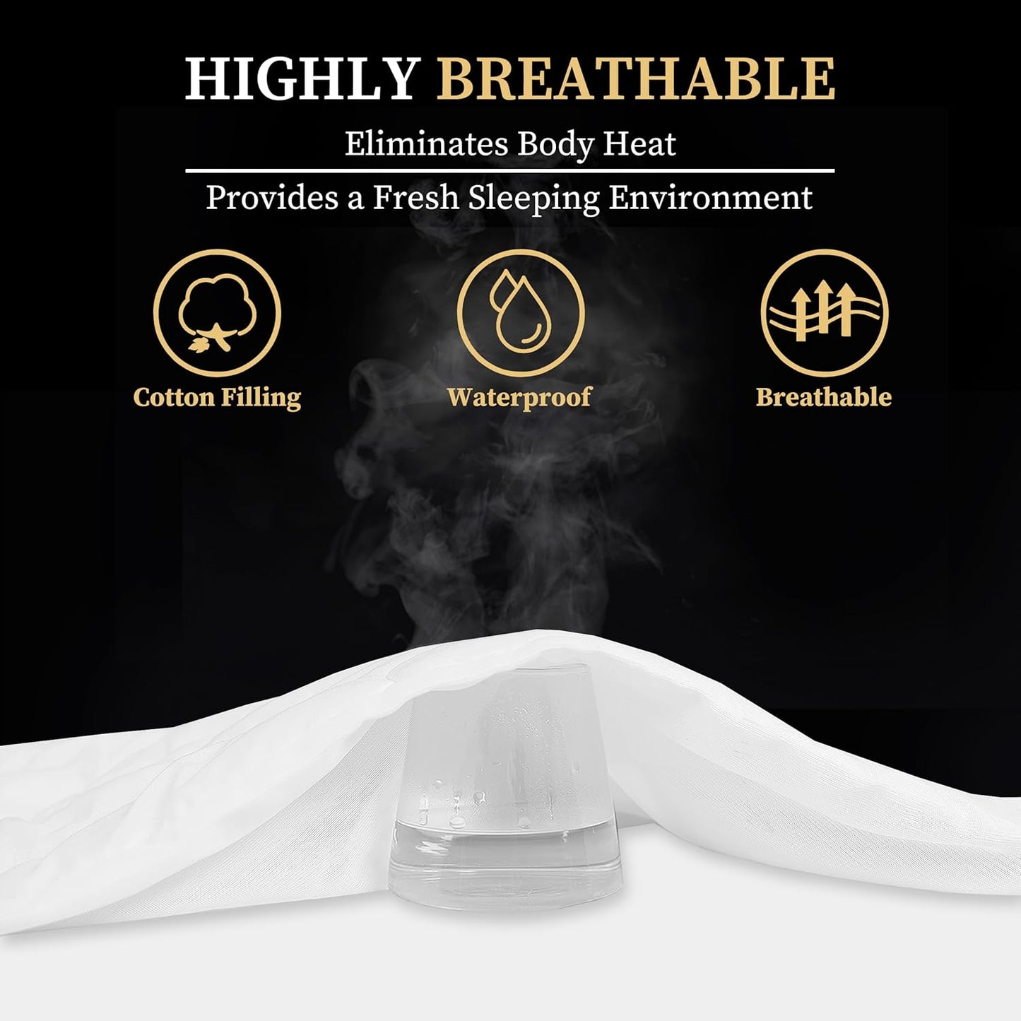 8-21 Inches Cal King Quilted Fitted Waterproof Mattress Pad, Breathable Premium Soft Filling Mattress Protector, Deep