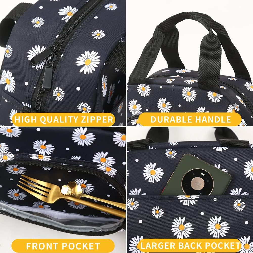 Insulated Lunch Box for Women, Designer Small Lunch Cooler for Office Work, Fit Fresh Thermal Hot Lunch Bag