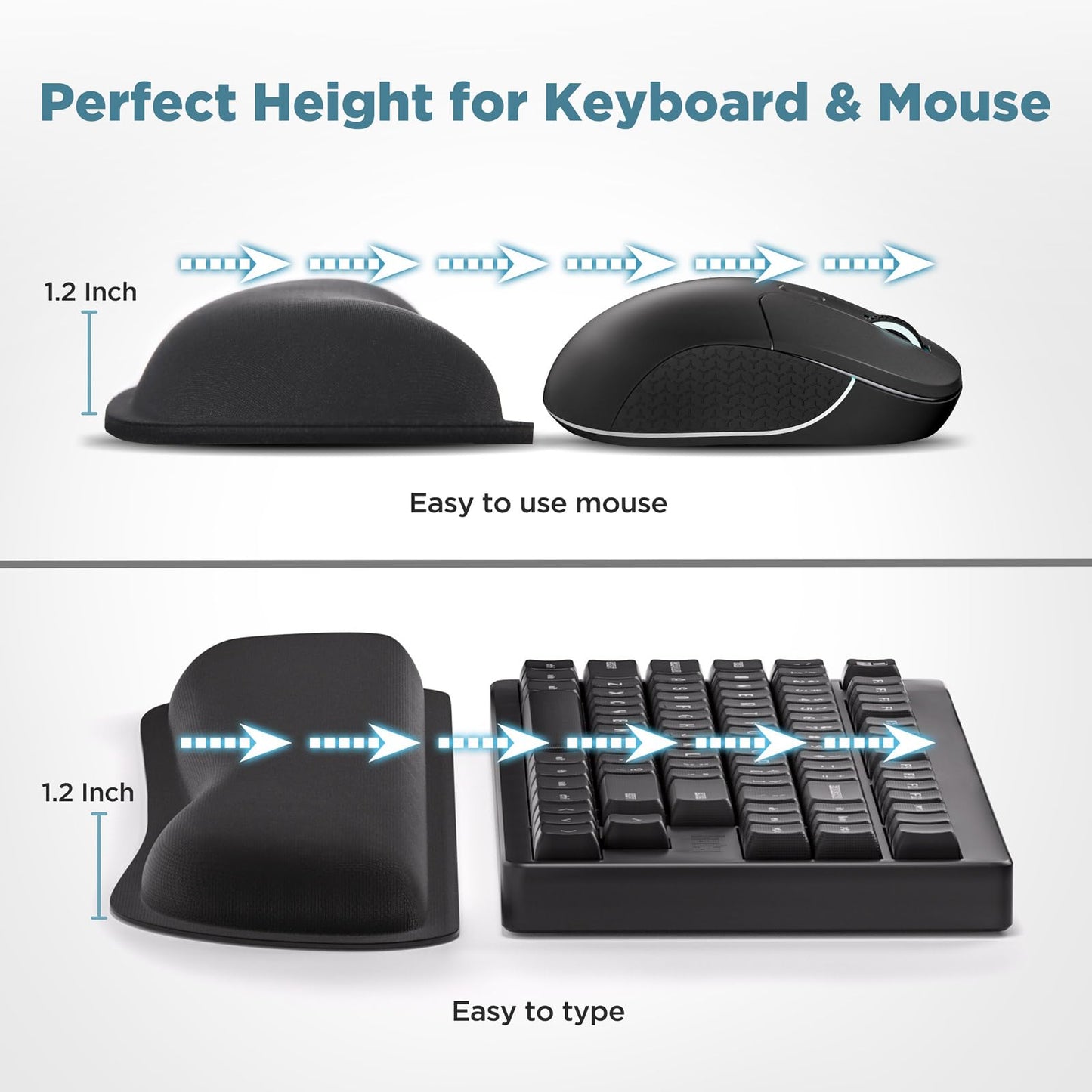 Gimars Upgrade Enlarge Silky Gel Memory Foam Keyboard Wrist Rest, Wrist Rest for Computer Keyboard, Ergonomic Design for Typing Pain Relief, Mousepad Rests, Wrist Support for Office, Gaming, Black