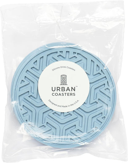 Urban Coasters Set 4 Drink Coasters for Tabletop Protection - of No-Slip Silicone Rubber Coasters for Coffee Table