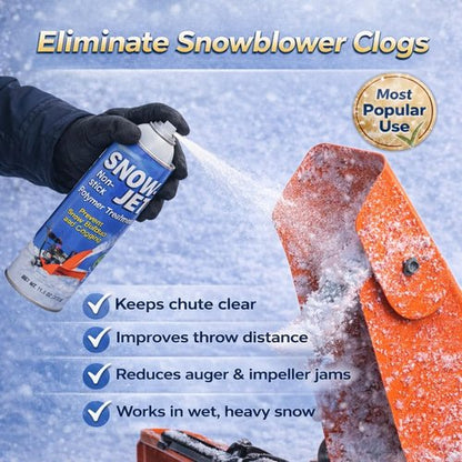 Jet Snowblower Spray - Durable Polymer Coating for Equipment Surfaces | Smooth Flow Lubricant, 11 oz