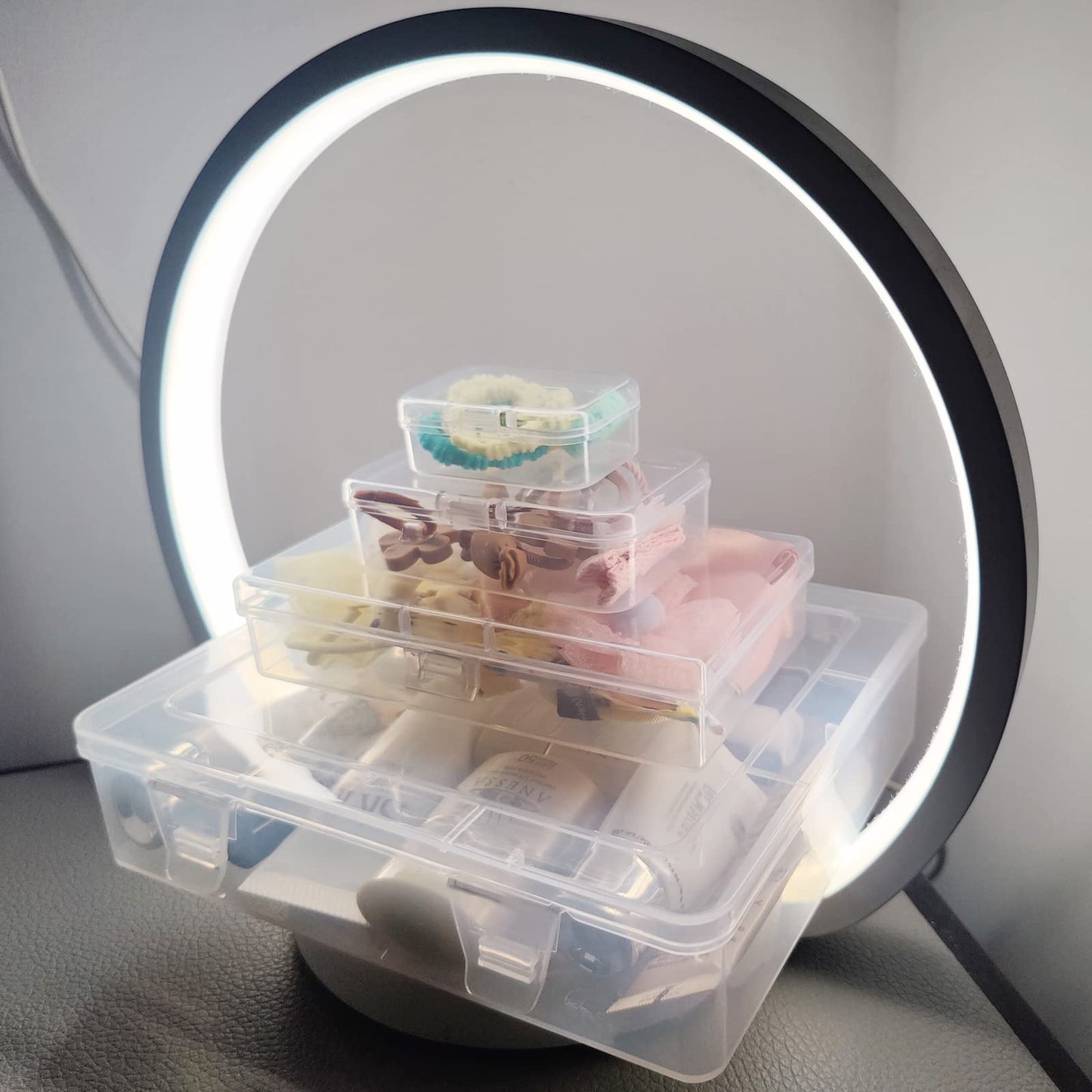 Thintinick 28 Pack Rectangular Mixed Sizes Clear Plastic Storage Containers Box with Hinged Lid for Beads and Other Small Craft Items