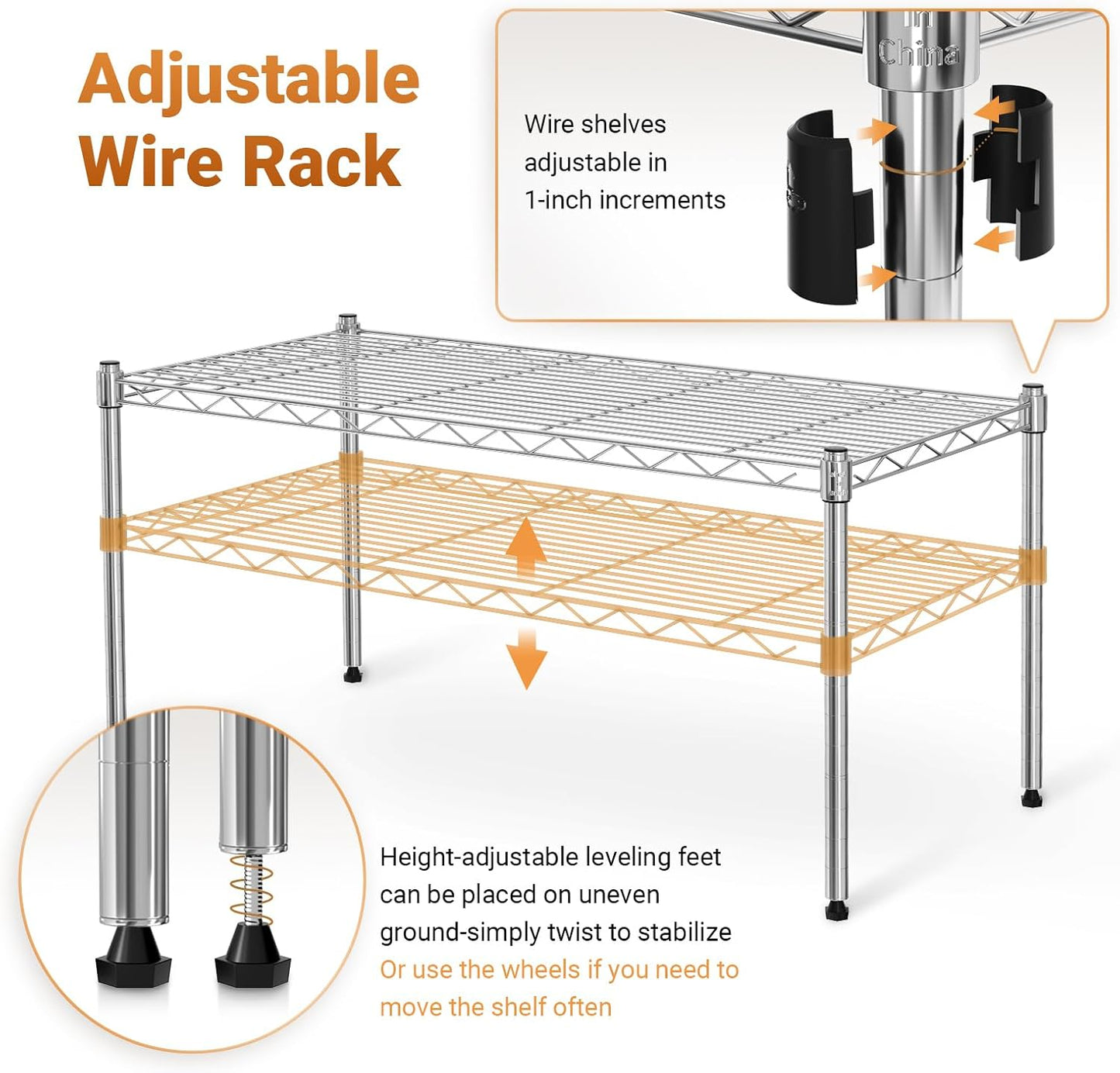 1-Tier 29.92" 13.78" 14.96" Simple Deluxe Shelving Unit, W x D x H Steel Organizer Wire Rack, Chrome