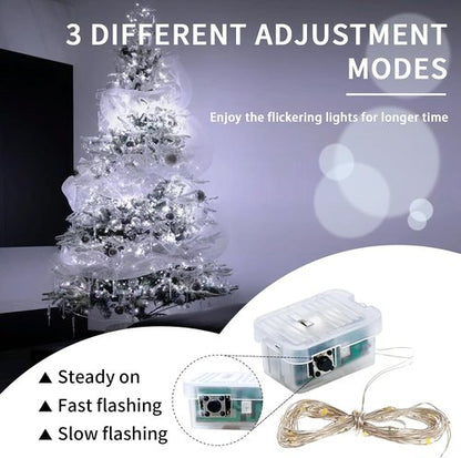 **Skiennix 8-Pack White Fairy Lights - 7Ft 20 LED Twinkle String Lights | Battery Operated & Waterproof for Weddings, Parties, & Decor**