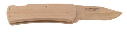 CRKT Nathan's Knife Kit: Wooden Pocket Knife, Drop Point Blade Design with Working Lock Back, Craft Project, Great for Kids 1032, Natural