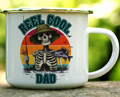 Reel Cool Dad Fishing Campfire Mug, Father's Day Gifts, Camping Cup for Men (16oz)
