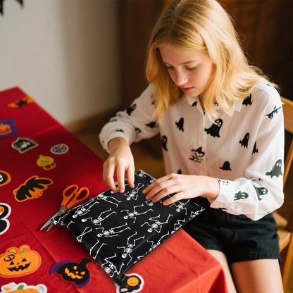 JarThenaAMCS 100Pcs Halloween Poly Mailers 10 x 13 Inch Black Dancing Skeleton Packaging Bags Self Seal Mailing Envelope Bags for Small Business Clothing