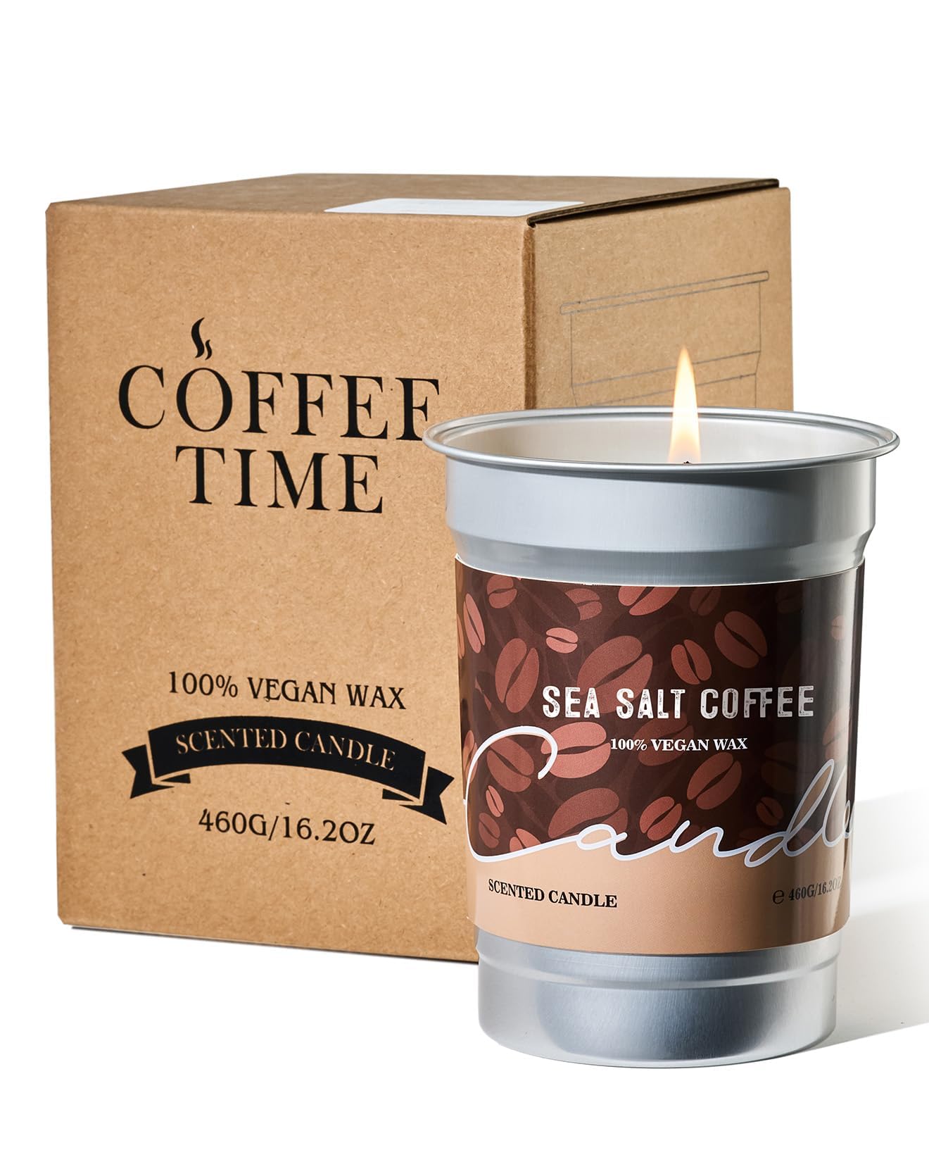 M&SENSE Iced Coffee Candle Summer Sea Salt Scented, 16.2oz