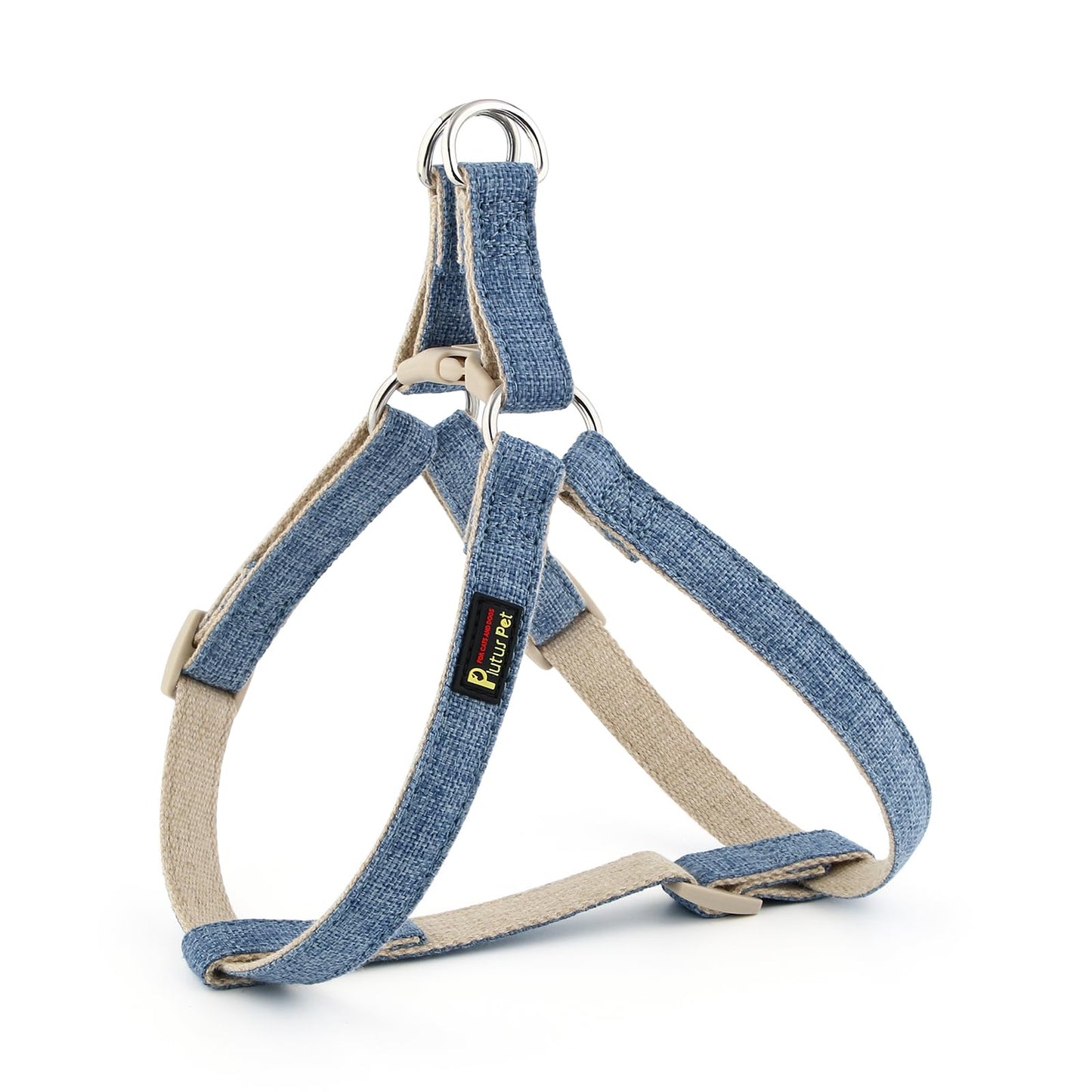 Plutus Pet Cotton Hemp Step in Dog Harness, Sustainable, Lightweight and Escape-Proof, Quick Fit Dog Harness for Puppy Small Medium and Large Dogs, Haze Blue, M