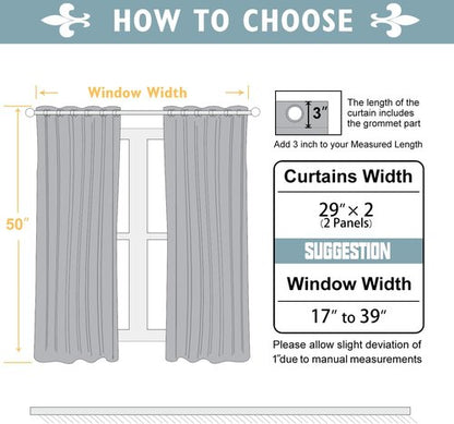 ChrisDowa Small Window Curtains - Grommet Thermal Insulated Room Darkening Panels, 29 x 50 Inch, Cappuccino