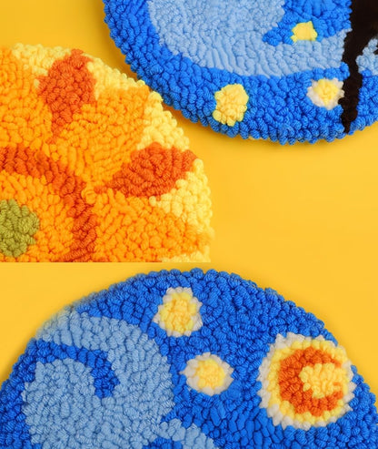 YEESAM Art Punch Needle Kit with Sunflowers Patterns, Full Set DIY Punch Needle Tufting Coaster Yarn Rug Embroidery Set with Hoop Tool, Easy Craft for Adults Beginners
