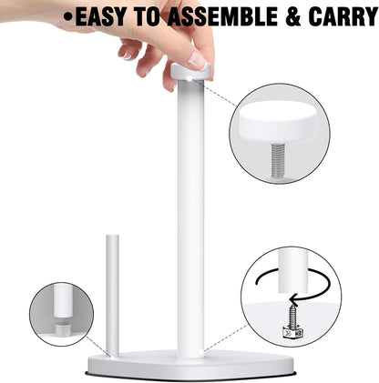 Standing Paper Towel Holder for Countertop, Stainless Steel with Weighted Base and Suction Cups for Kitchen and Bathroom