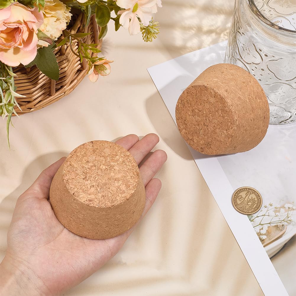 OLYCRAFT 2Pcs Large Cork Stoppers 2.4~3.2 Inch Cork Bottle Stoppers Tapered Corks Plugs Corks Canning Jar Lids Wood Tapered Plugs Wooden Taper Stopper for Kitchen Wedding Favor Canning
