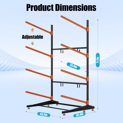 AlloyLake 4-Tier Freestanding Kayak Rack, Pro-Grade Heavy Duty Outdoor Storage for 4 Boats, 440 lbs Max Capacity, Rust-Proof 304 Stainless Steel Hardware (Orange)