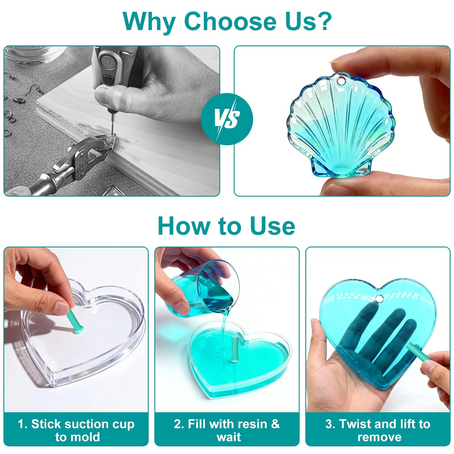 6 Sizes Hole Maker Resin Tool for Resin Mold, Drill-Free Silicone Resin Inserts, Resin Accessories for Epoxy Resin, 30PCS for Resin Jewelry Making & Keychain Crafts