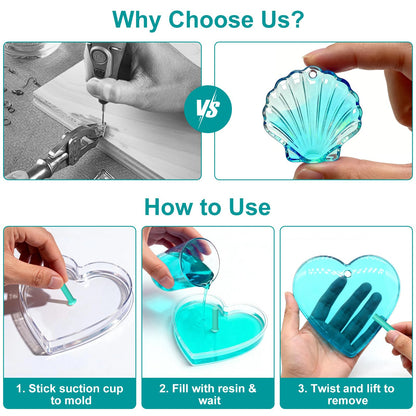 6 Sizes Hole Maker Resin Tool for Resin Mold, Drill-Free Silicone Resin Inserts, Resin Accessories for Epoxy Resin, 30PCS for Resin Jewelry Making & Keychain Crafts