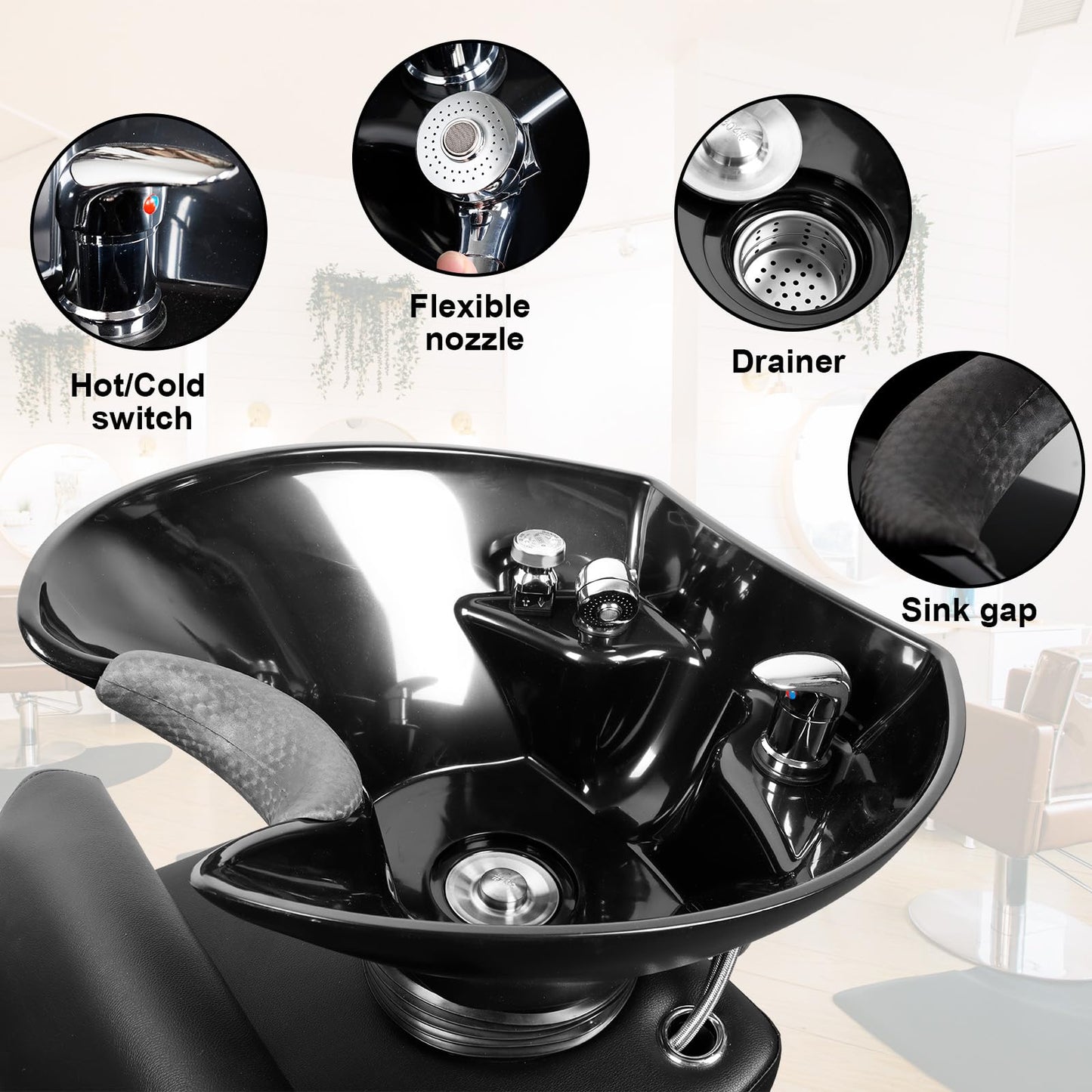 Polar Aurora Backwash Chair Adjustable ABS Plastic Shampoo Bowl Sink with Leg Support for Spa Beauty Salon