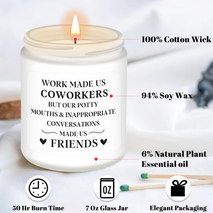 Homsolver Coworker Gifts for Women, Coworker Appreciation Retirement Gifts, Birthday Christmas Gift,Funny Coworke Scented Candles
