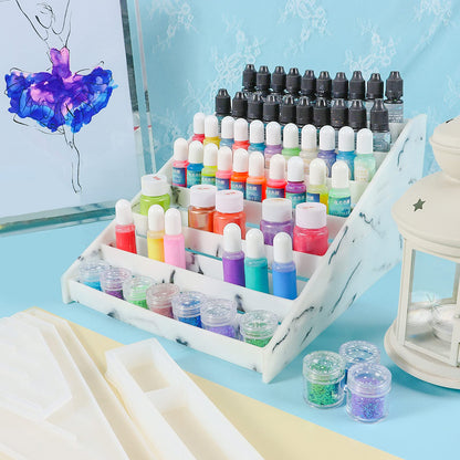 Display Organizer Rack Epoxy Resin Silicone Molds 7-Tier Set for Lipstick Makeup Nail Polish Pigment Jewelry
