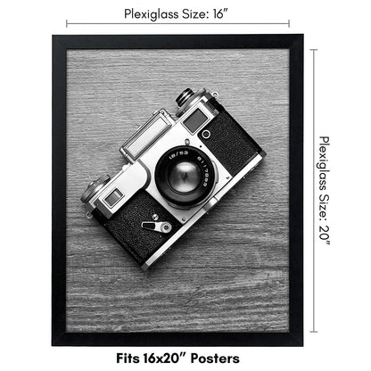 Americanflat 16x20 Picture Frame with Polished Plexiglass - Black Picture Frame - Wide Photo Frames Made of Engineered Wood for Vertical or Horizontal Wall Display - Epic Collection - Black