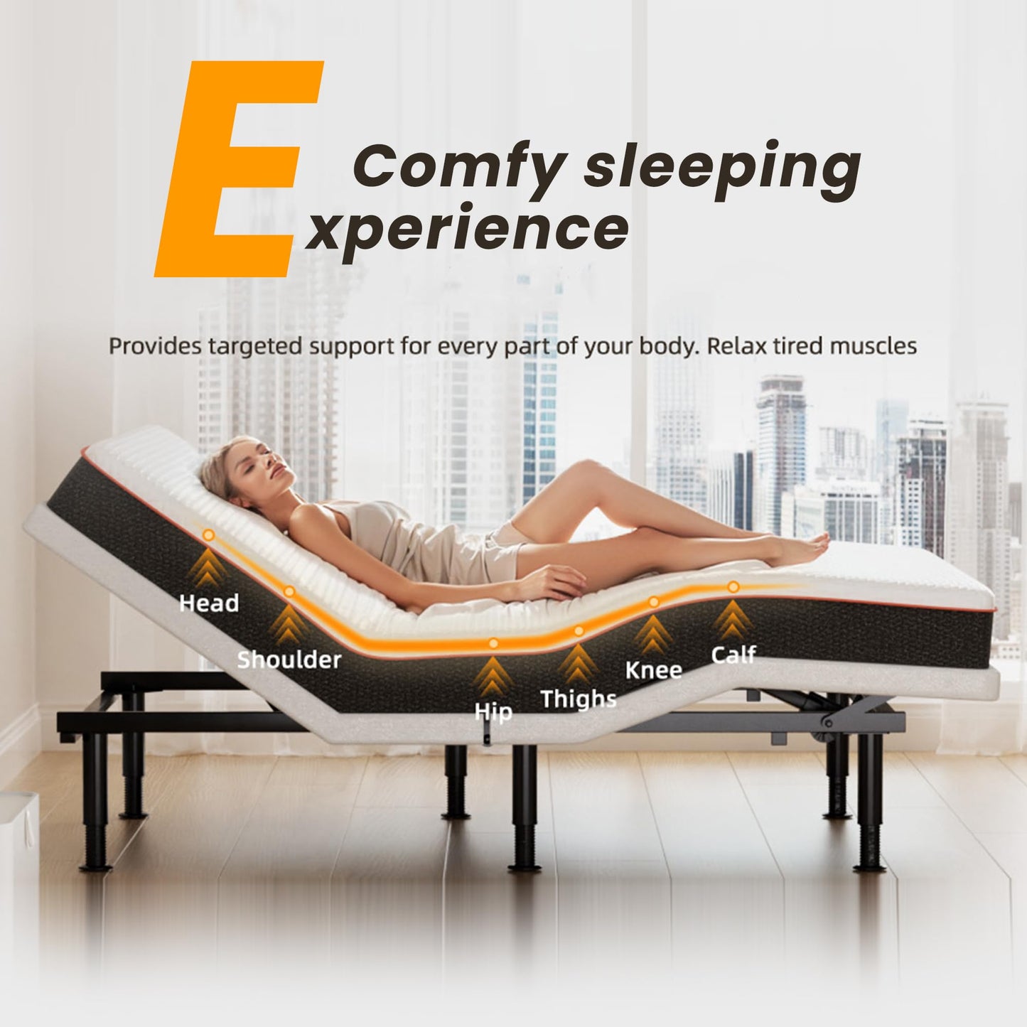 Yireehome Electric Full Size Adjustable Bed Frame with Wireless Remote, USB, Head & Foot Incline, Underbed Lighting, Heavy Duty Platform - Easy Assembly, Zero Gravity, Quiet Motor - Metal BedFrame