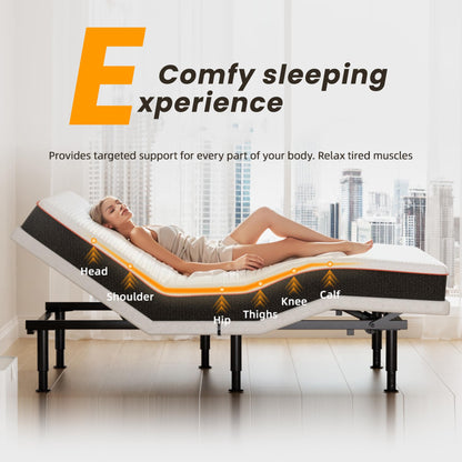 Yireehome Adjustable Bed Frame Queen with Massage, Wireless Remote, Head Foot Incline, USB, Underbed Light Easy Assembly, Zero Gravity, Bed Frame Basic with Quiet Motor