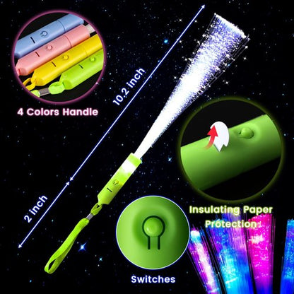 LovesTown 24PCS Glow Sticks Party Supplies, 3 Modes Colorful Flashing Glow in the Dark Toys LED Light Up Sticks Fiber Optic Wand for Kids Party Favors Birthday Wedding