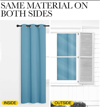 NICETOWN Blackout Curtain for Bedroom, Single Panel, W34 x L63 inches, Teal Blue, Thermal Insulated