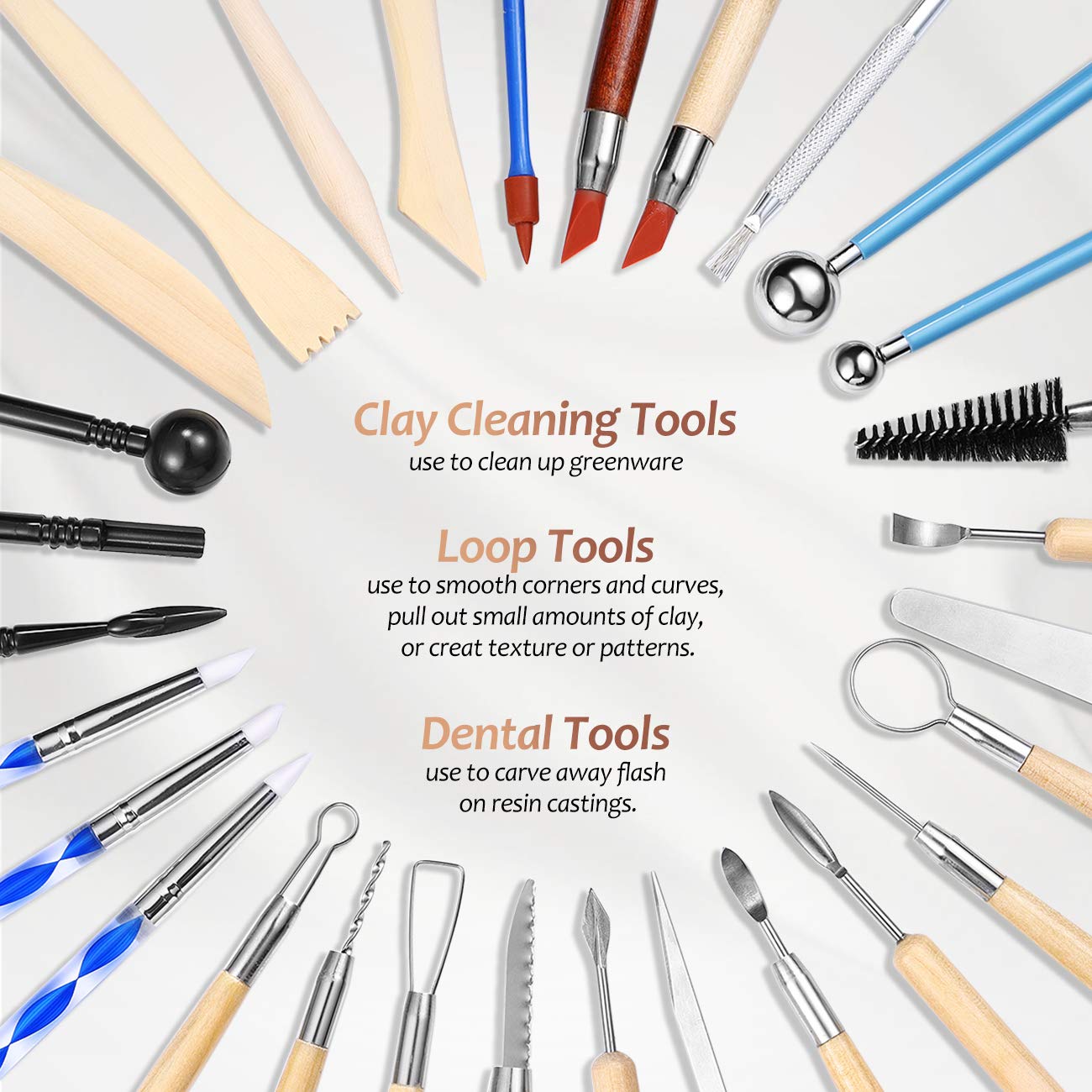 ISSEVE Pottery Clay Sculpting Tools 43Pcs Double Sided Ceramic Clay Carving Tool Set with Carrying Case Bag for Beginners Professionals School Student Pottery Modeling Smoothing