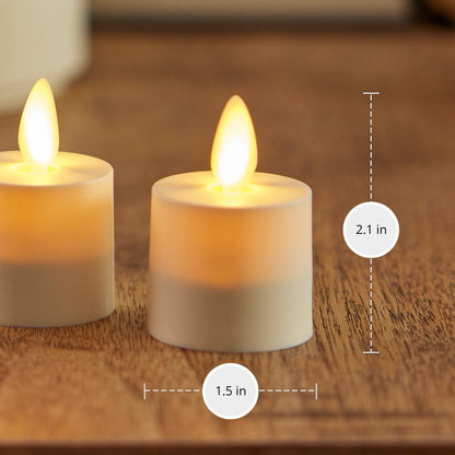 Luminara Flameless Tealights Rechargeable LED Set of 4 1.5" x 2.1", Battery Operated Moving Flame w/USB Charging Base, Indoor Safe Decorative Lights