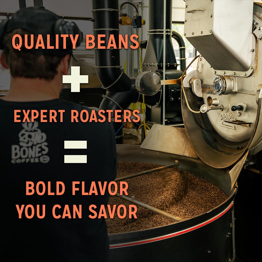 Bones Coffee Company Ethiopia Single-Origin, Citrus, Floral and Berries Notes, Whole Coffee Beans, Low Acid Medium Roast Arabica Beans Flavored Coffee, 12 oz Whole Bean