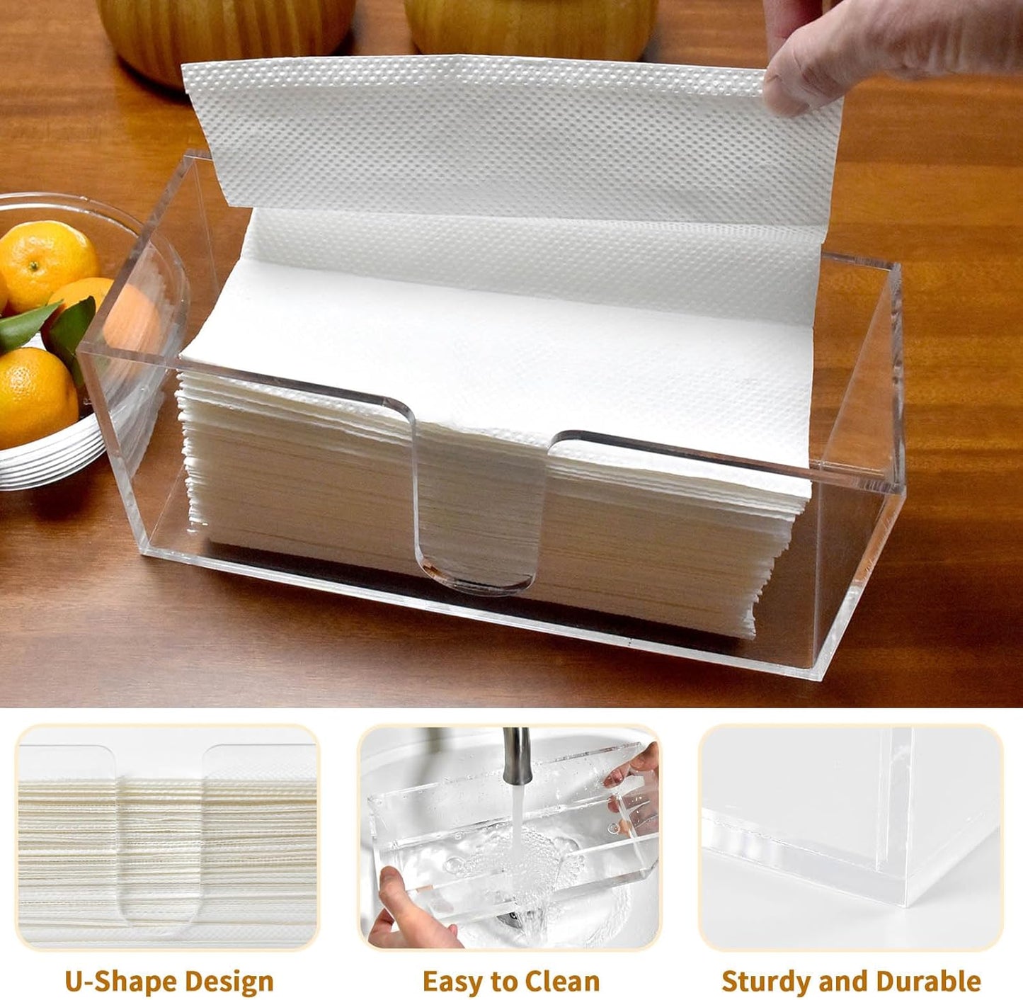 1 Pack Countertop 5mm (1) Acrylic Paper Towel Holder, Napkin Dispenser for C-Fold, Multi-Fold & Trifold Paper Towels