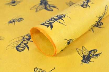 Kathmandu Valley Co. Sustainable Wrapping Paper Handmade from Tree-Free Lokta Paper. Reusable Gift Wrap 10 Sheets 20x30 inches. Made in Nepal. (Busy Bee)