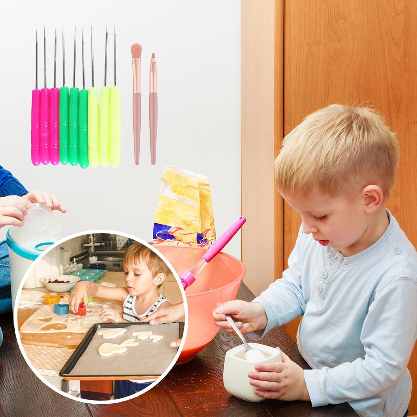 Cake Decorating Tool Set - 15 Pcs Cookie Decorating Supplies Kit with Brushes, Scriber Needles