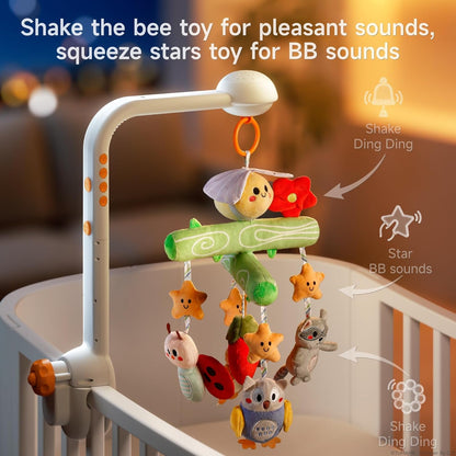 TUMAMA Crib Mobile - Musical Bee Nursery Toy with Remote Control, Starlight Projection & Lullabies