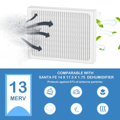 14 x 17.5 x1.75 MERV 13 Replacement Dehumidifier Filter Compatible with Santa Fe Advance90, Advance100, Advance120, Honeywell DR90 & DR120 dehumidifier Models, 2 Pack