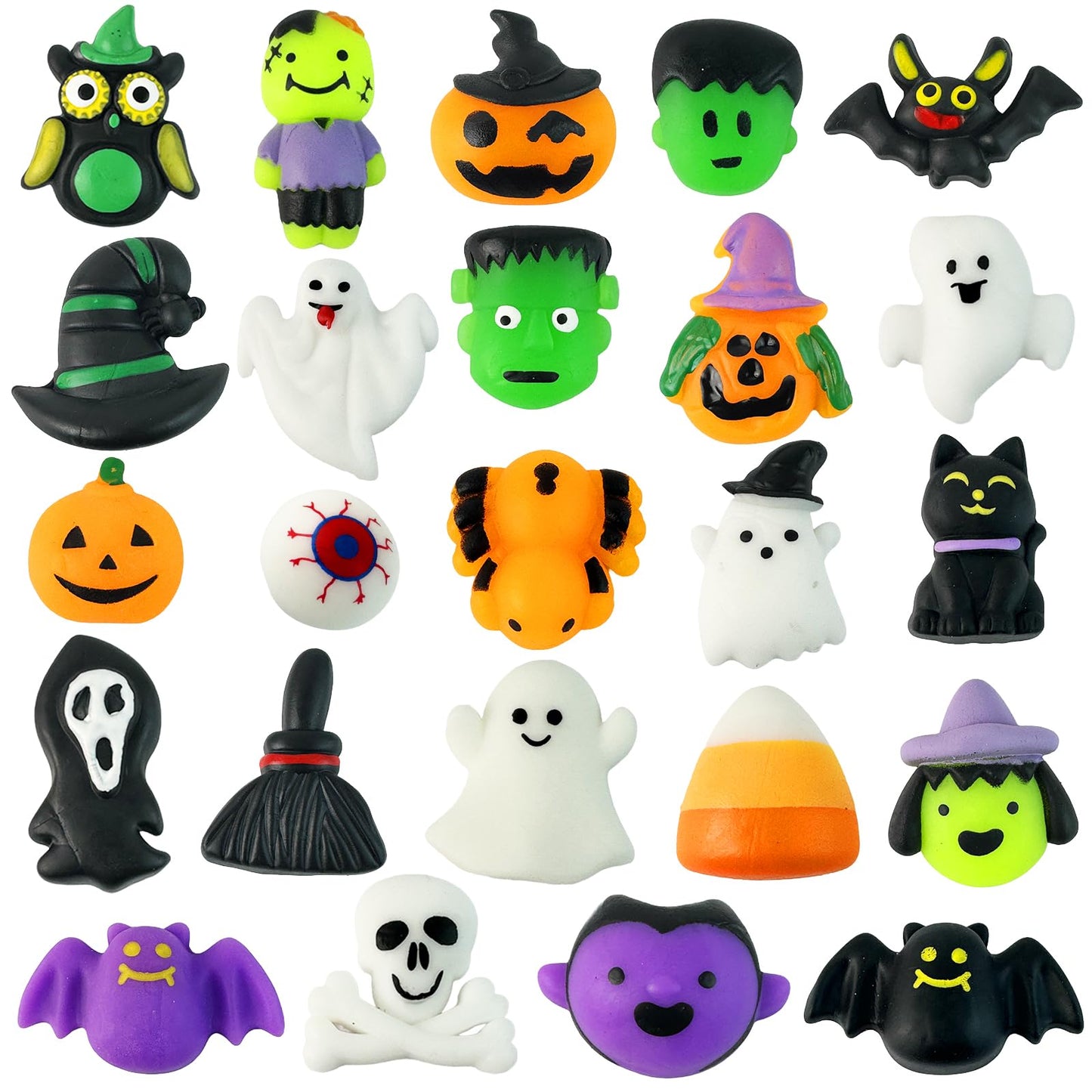24Pack Halloween Mochi Squishy Toys,Halloween Party Favors, Halloween Classroom Gifts,Bulk Spooky Squishies Toys, Goodie Bag Basket Fillers,Halloween Treats Non Candy for Kids