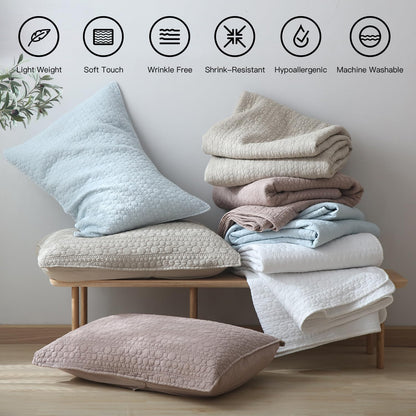 HORIMOTE HOME Quilt Set Queen Size Sage Green, Classic Geometric Spots Stitched Pattern, Pre-Washed Microfiber Chic Rustic Look, Ultra Soft Lightweight Quilted Bedspread for All Season, 3 Pieces