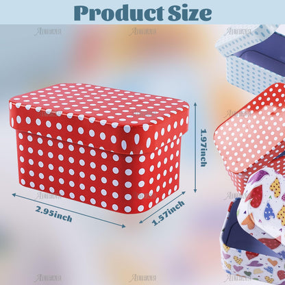 AUEAR, 6 Pack Mini Trinket Coin Box Flower Pattern Containers with Lid for Jewelry Storage Case Tinplate (Random Color)