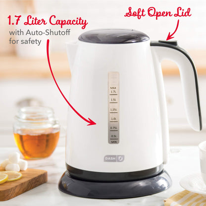 Dash Easy Electric Kettle + Water Heater with with Rapid Boil, Cool Touch Handle, Cordless Carafe + Auto Shut off for Coffee, Tea, Espresso & More, 57 oz. / 1.7L - Aqua