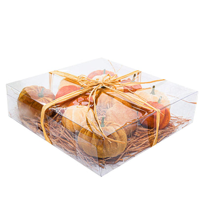 Romingo Artificial Pumpkins 12PCS Fake Artificial Velvet Small Pumpkins for Halloween, Fall and Thanksgiving Party Decoration